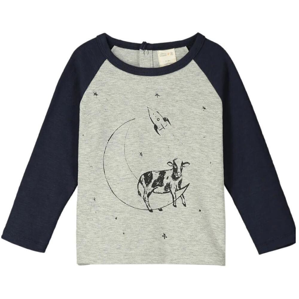 ettie + h Baby Grey Rockets Ruan Raglan Sleeve T-shirt Size 6-9 M